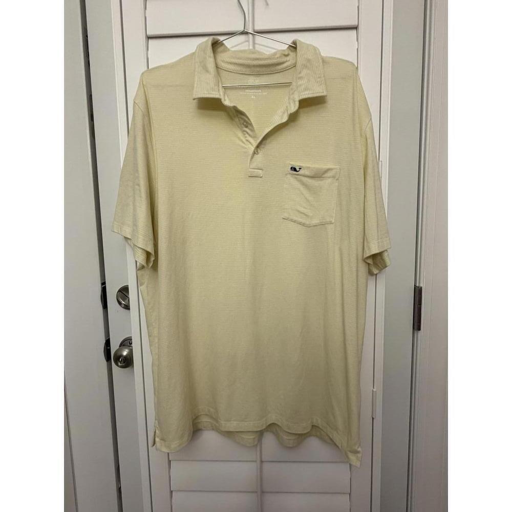 Men’s Vineyard Vines Edgartown polo shirt yellow with white stripes size XL
